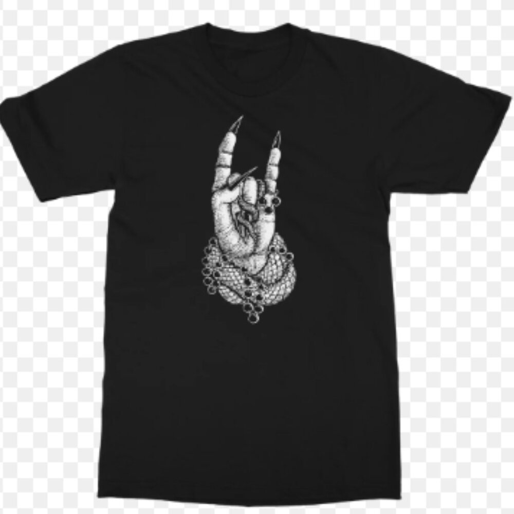 Satanic Temple Horns Up T-Shirt Medium Black